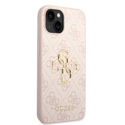 Apple iPhone 15 Plus Case Guess Original Licensed PU Leather Text and 4G Metal Logo Patterned Cover - 24