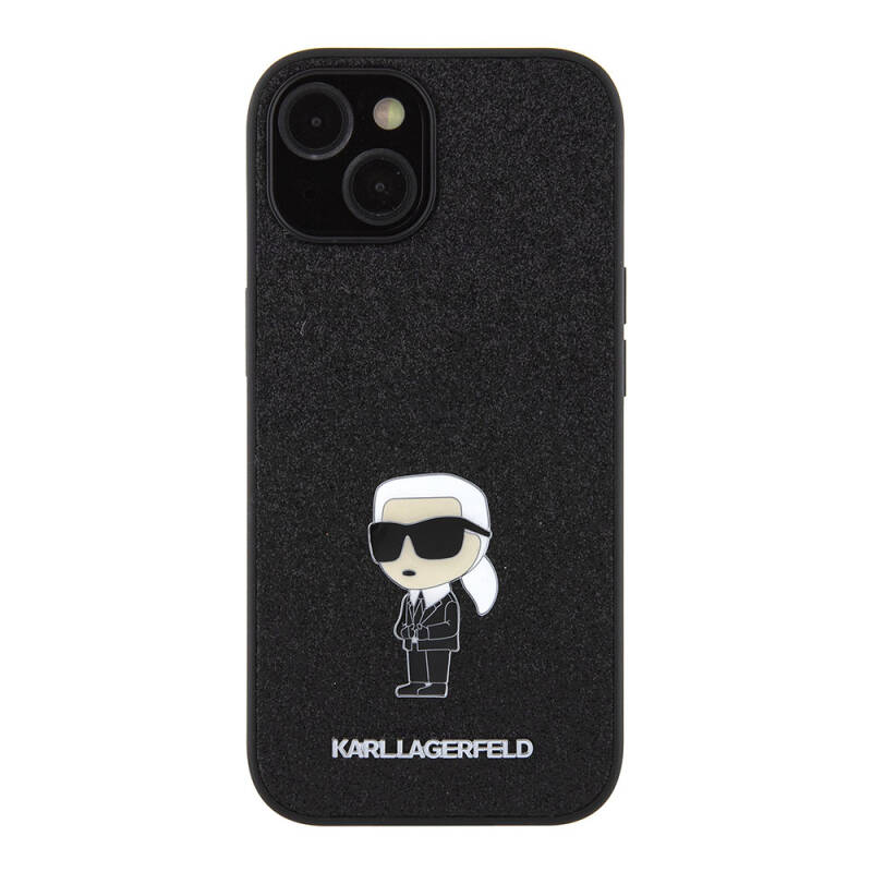 Apple iPhone 15 Plus Case Karl Lagerfeld Iconic Fixed Glitter Metal Logo Original Licensed Cover - 5