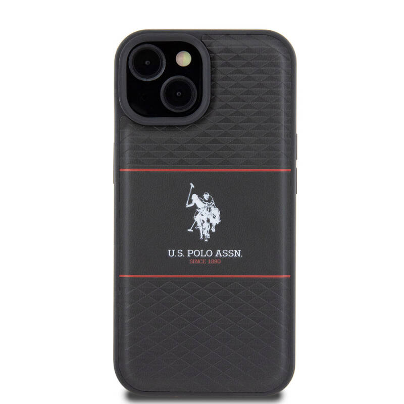 Apple iPhone 15 Plus Case U.S. Polo Assn. Original Licensed Leather Stripe Logo Design Cover - 3