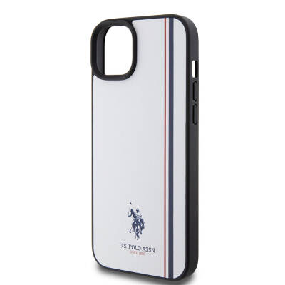 Apple iPhone 15 Plus Case U.S. Polo Assn. Original Licensed Three Color Stripe Design Print Logo Cover - 15
