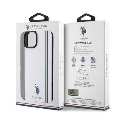 Apple iPhone 15 Plus Case U.S. Polo Assn. Original Licensed Three Color Stripe Design Print Logo Cover - 17