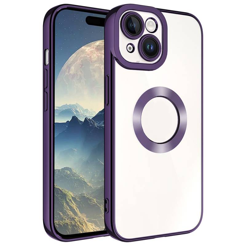 Apple iPhone 15 Plus Case with Camera Protection Zore Omega Cover Showing Logo - 8