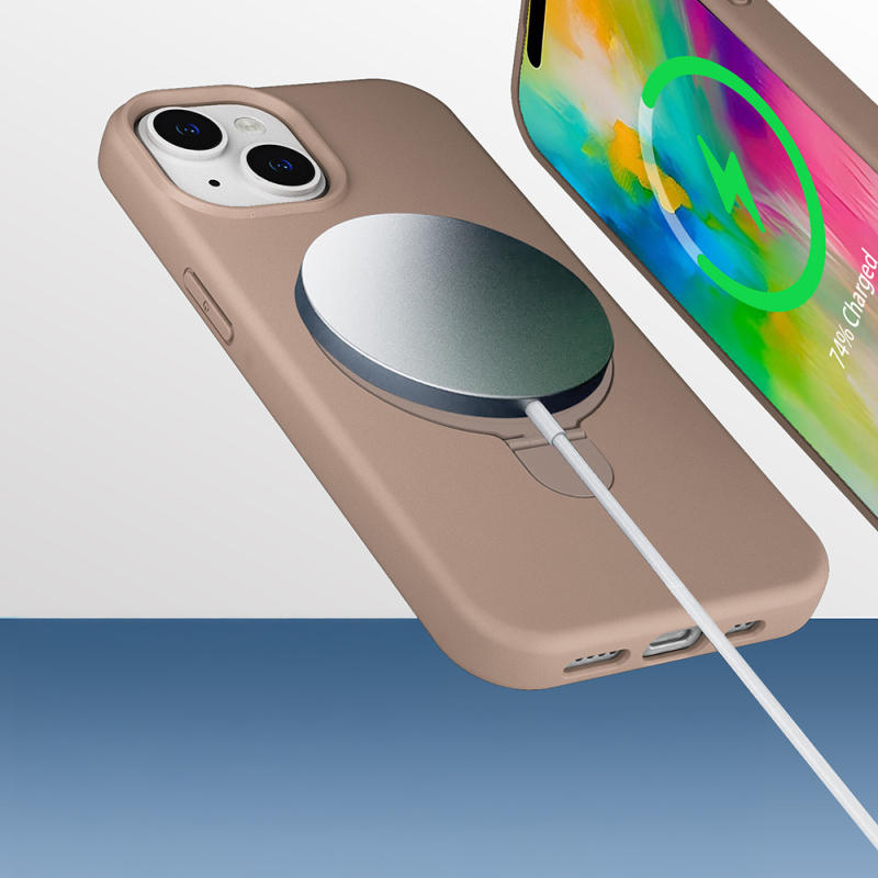 Apple iPhone 15 Plus Case Zore Samara Cover with M-safe Charging Stand - 10
