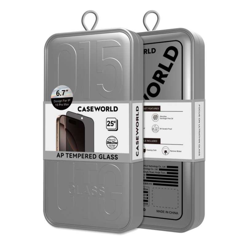 Apple iPhone 15 Plus CaseWorld 0.25mm Privacy 3D Temperli Cam Ekran Koruyucu + Uygulama Aparatlı - 7