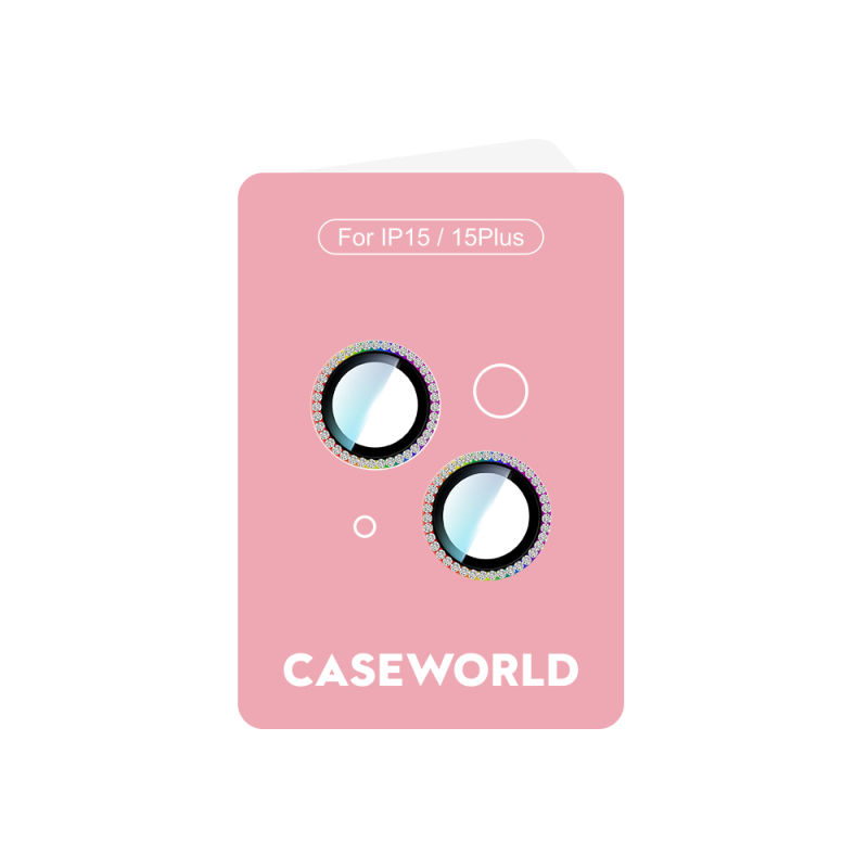 Apple iPhone 15 Plus CaseWorld Alloy Sparkling Diamond Series Stone Lens Protector - 12