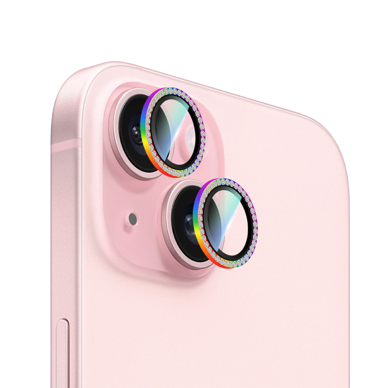 Apple iPhone 15 Plus CaseWorld Alloy Sparkling Diamond Series Stone Lens Protector - 6