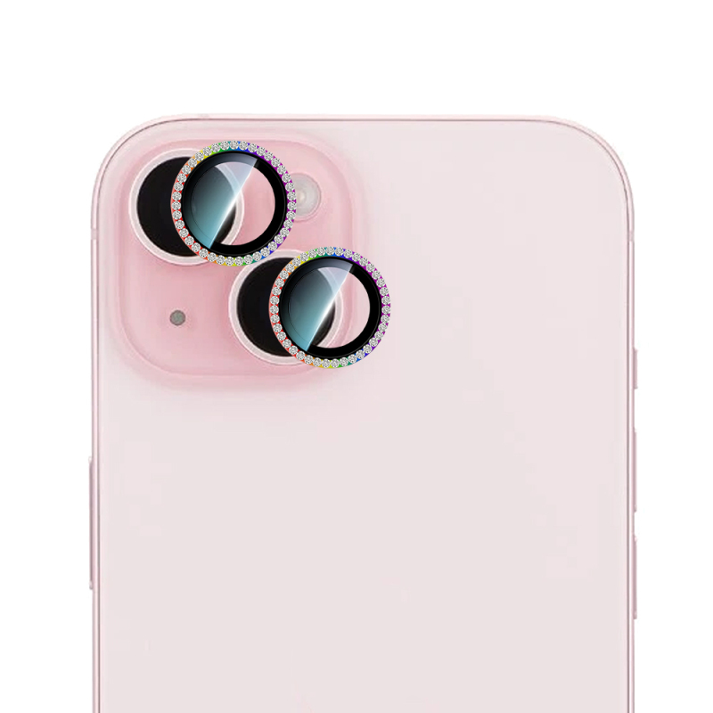 Apple iPhone 15 Plus CaseWorld Alloy Sparkling Diamond Serisi Taşlı Lens Koruyucu - 5