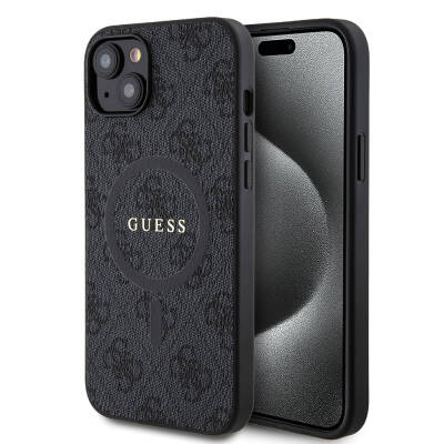 Apple iPhone 15 Plus Guess Original Licensed Magsafe Charging Featured 4G Patterned Text Logo Cover - 1