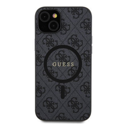 Apple iPhone 15 Plus Guess Original Licensed Magsafe Charging Featured 4G Patterned Text Logo Cover - 4