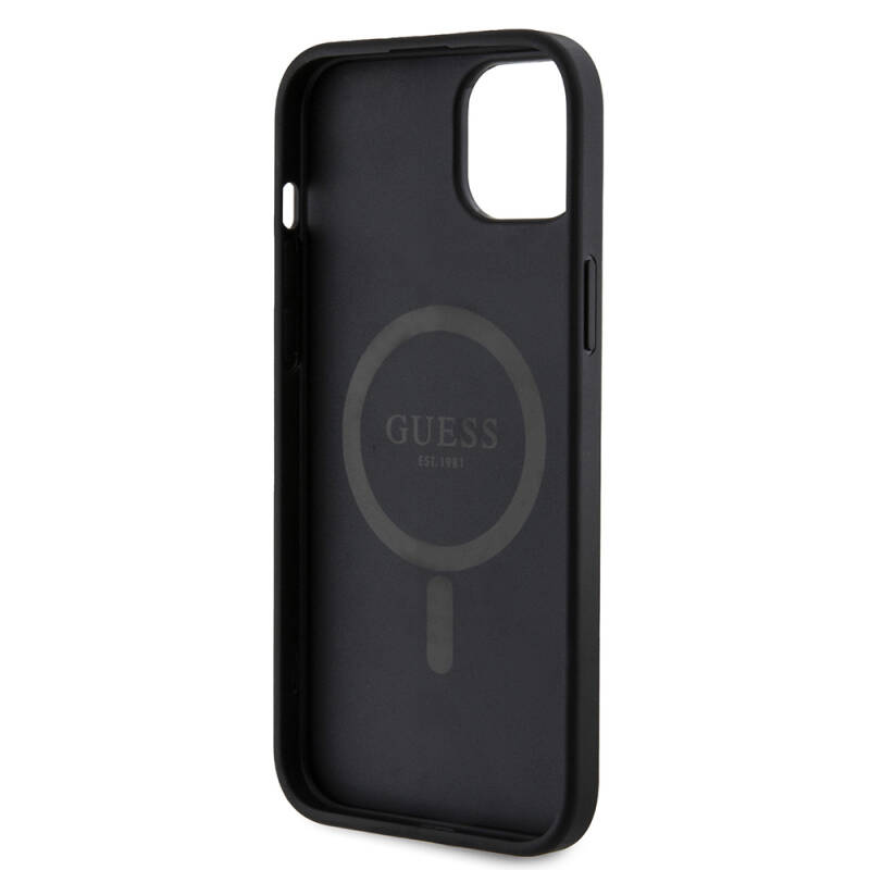 Apple iPhone 15 Plus Guess Original Licensed Magsafe Charging Featured 4G Patterned Text Logo Cover - 8