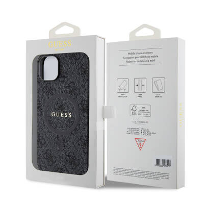 Apple iPhone 15 Plus Guess Original Licensed Magsafe Charging Featured 4G Patterned Text Logo Cover - 9