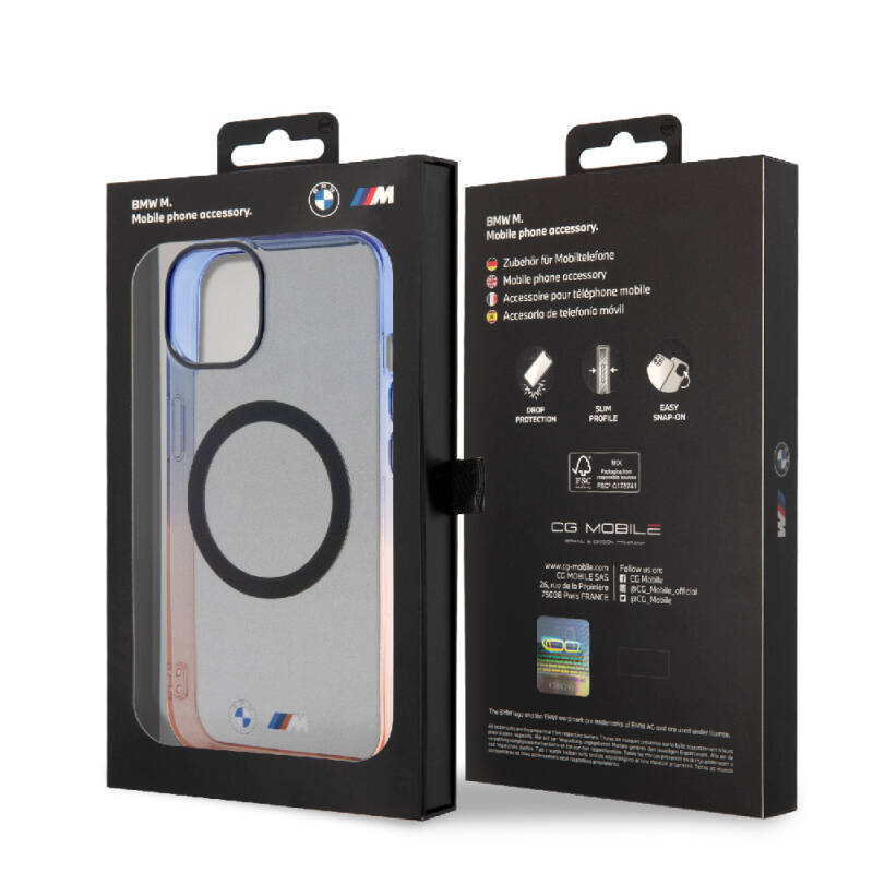 Apple iPhone 15 Plus Kılıf BMW Magsafe Şarj Özellikli Transparan Renkli Çerçeveli Orjinal Lisanslı Kapak - 7