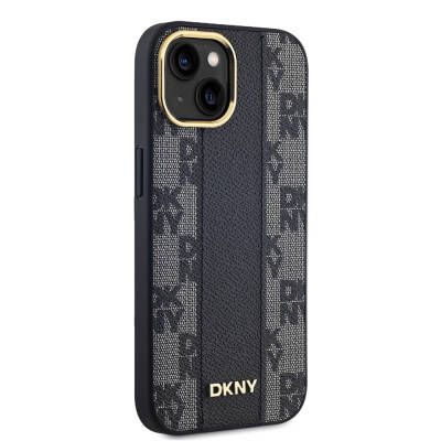 Apple iPhone 15 Plus Kılıf DKNY Orjinal Lisanslı Magsafe Şarj Özellikli 3D Yazılı Checkered Pattern Kapak - 5