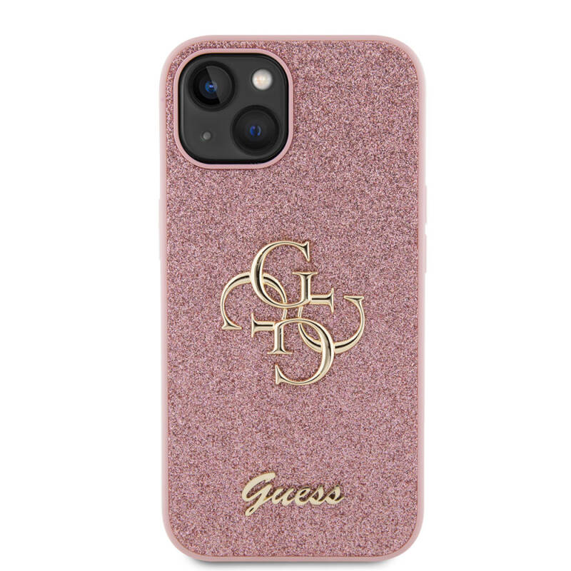 Apple iPhone 15 Plus Kılıf Guess Orjinal Lisanslı 4G Büyük Metal Logolu Glitter Kapak - 19