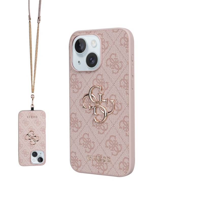 Apple iPhone 15 Plus Kılıf Guess Orjinal Lisanslı PU Deri 4G Büyük Metal Logolu Çapraz Vücut Askılı Kapak - 3