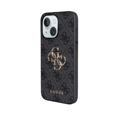 Apple iPhone 15 Plus Kılıf Guess Orjinal Lisanslı PU Deri 4G Büyük Metal Logolu Çapraz Vücut Askılı Kapak - 24