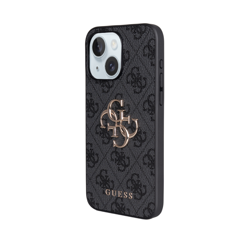 Apple iPhone 15 Plus Kılıf Guess Orjinal Lisanslı PU Deri 4G Büyük Metal Logolu Çapraz Vücut Askılı Kapak - 24