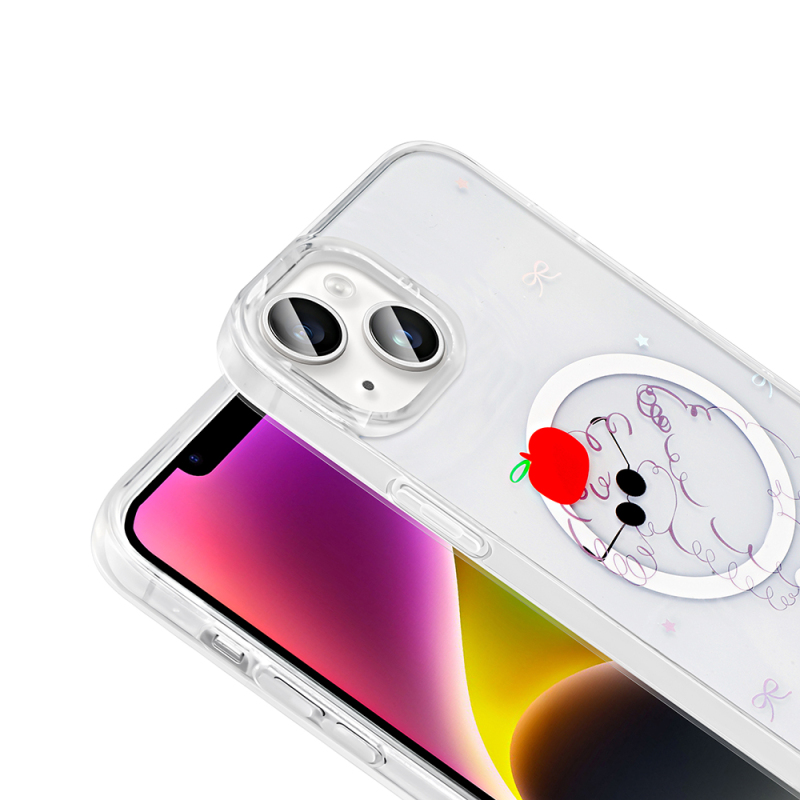 Apple iPhone 15 Plus Kılıf M-Safe Şarj Özellikli Şeffaf Zore Folk Sert Kapak - 13