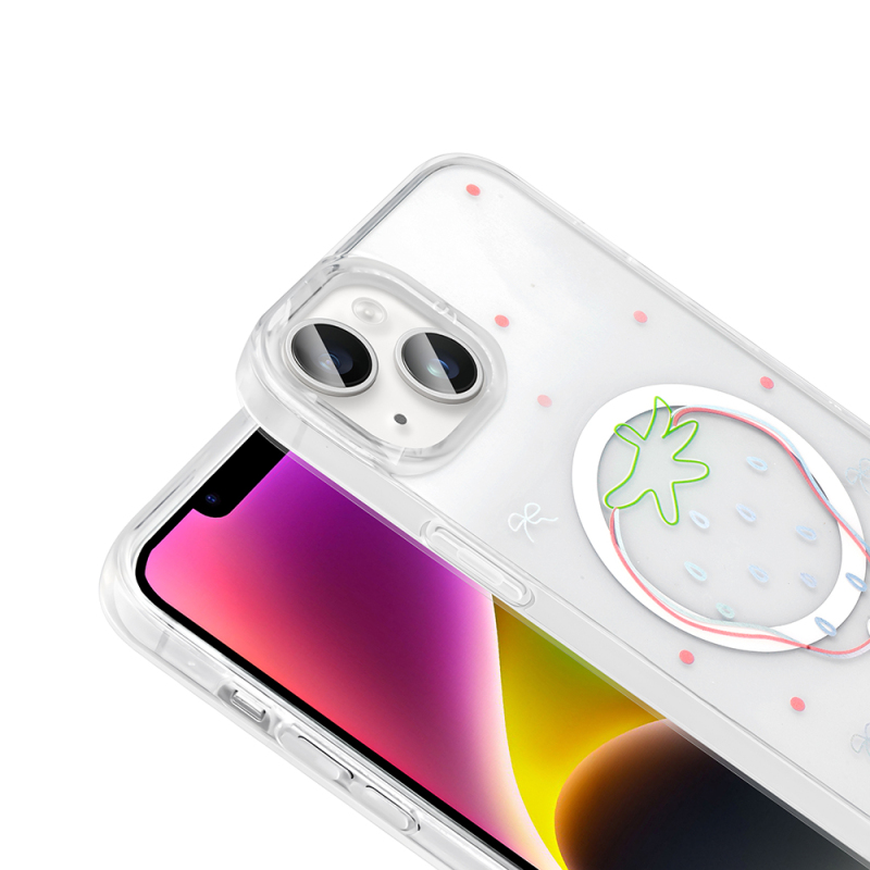 Apple iPhone 15 Plus Kılıf M-Safe Şarj Özellikli Şeffaf Zore Folk Sert Kapak - 14