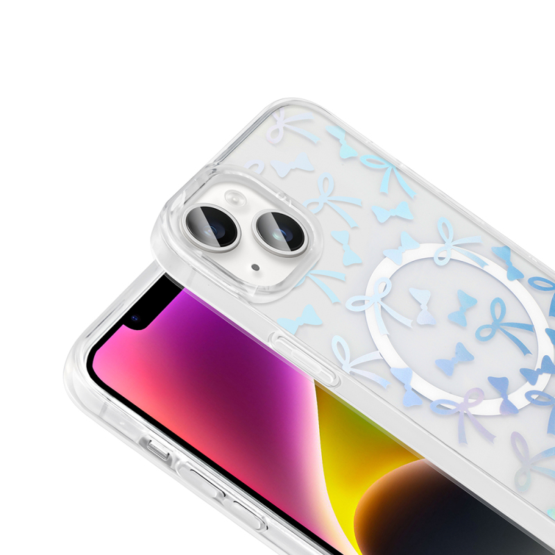 Apple iPhone 15 Plus Kılıf M-Safe Şarj Özellikli Şeffaf Zore Folk Sert Kapak - 16
