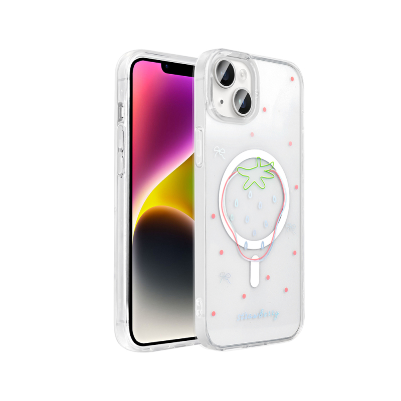 Apple iPhone 15 Plus Kılıf M-Safe Şarj Özellikli Şeffaf Zore Folk Sert Kapak - 4