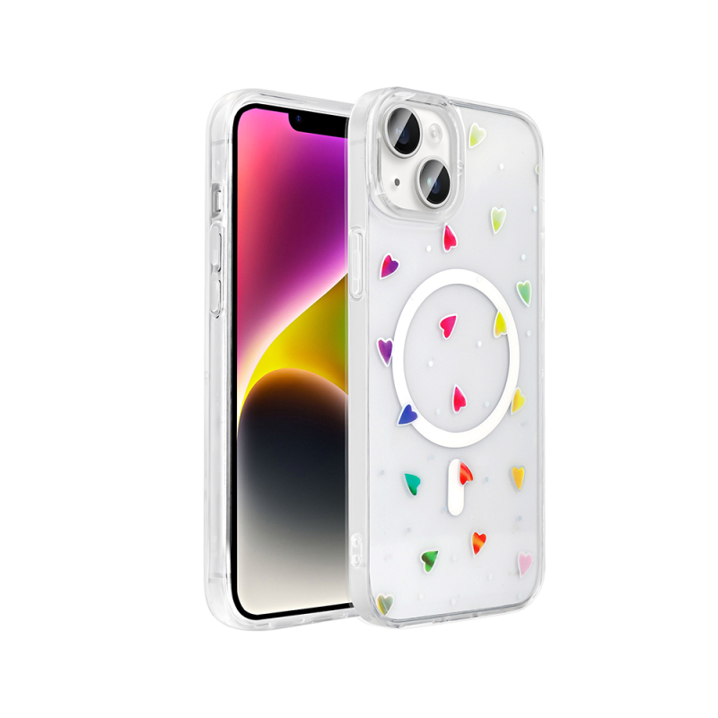 Apple iPhone 15 Plus Kılıf M-Safe Şarj Özellikli Şeffaf Zore Folk Sert Kapak - 5