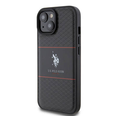 Apple iPhone 15 Plus Kılıf U.S. Polo Assn. Orjinal Lisanslı Deri Şeritli Logo Dizayn Kapak - 2