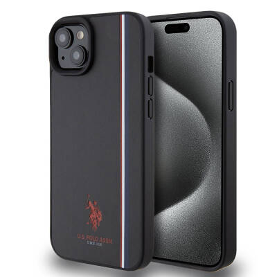 Apple iPhone 15 Plus Kılıf U.S. Polo Assn. Orjinal Lisanslı Üç Renk Şerit Tasarımlı Baskı Logolu Kapak - 1