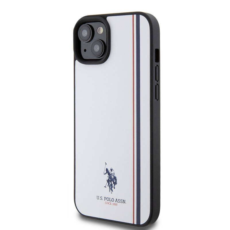 Apple iPhone 15 Plus Kılıf U.S. Polo Assn. Orjinal Lisanslı Üç Renk Şerit Tasarımlı Baskı Logolu Kapak - 11