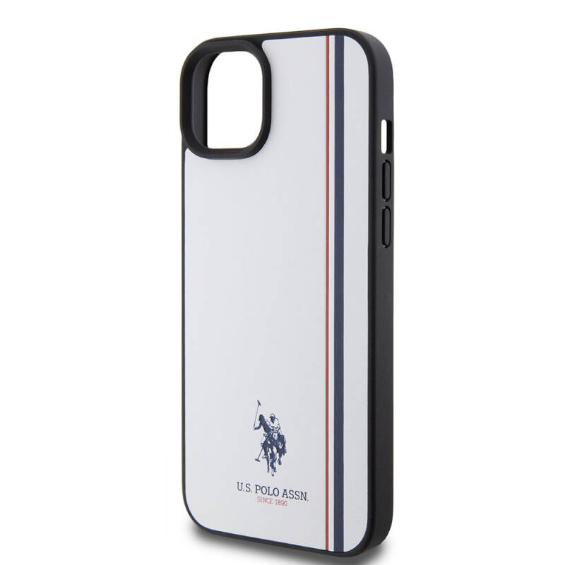 Apple iPhone 15 Plus Kılıf U.S. Polo Assn. Orjinal Lisanslı Üç Renk Şerit Tasarımlı Baskı Logolu Kapak - 15