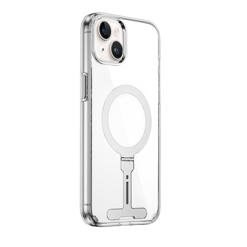 Apple iPhone 15 Plus Kılıf Wiwu FYY-014 Magsafe Şarj Özellikli Alüminyum Alaşım Metal Standlı Şeffaf Kapak - 2