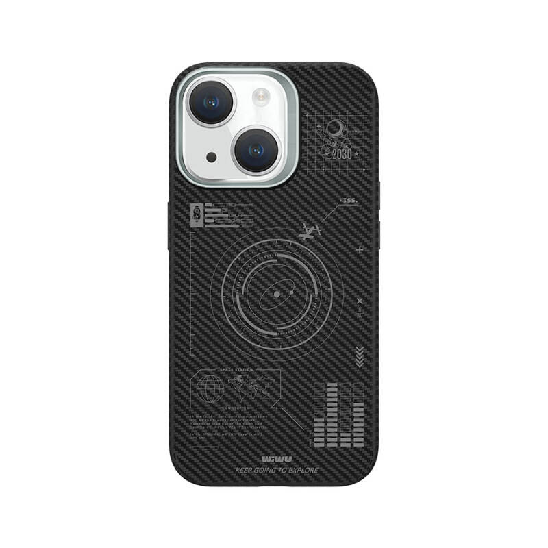 Apple iPhone 15 Plus Kılıf Wiwu KJZ-017 Karbon Fiber 600D Explore Kevlar Kapak - 4