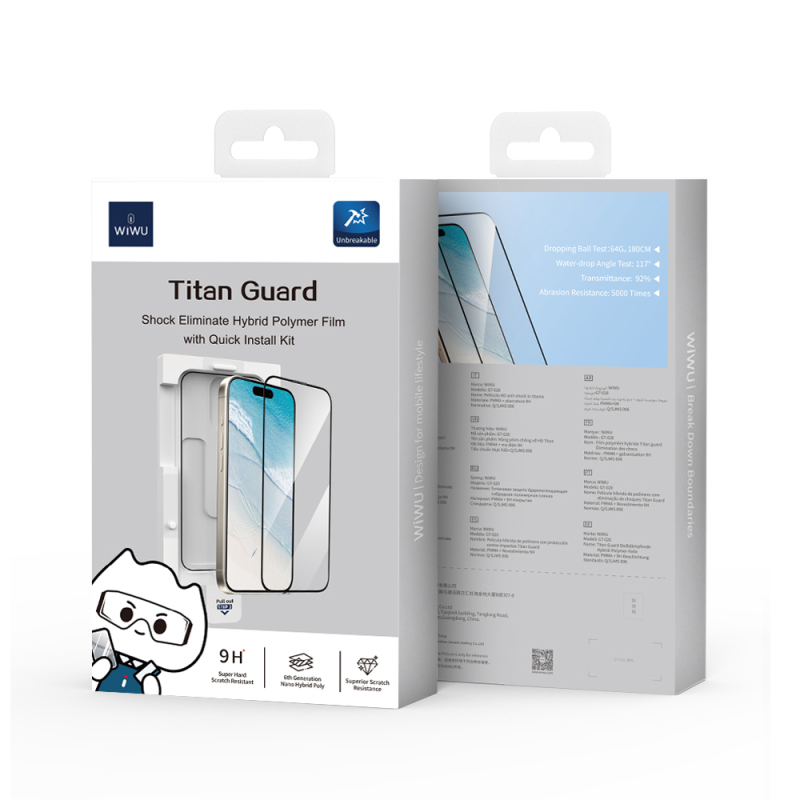 Apple iPhone 15 Plus Wiwu GT-020 Titan Guard Series Shock Absorbing Hybrid Polymer HD Transparent Screen Protector Film + Easy Application Tool - 4