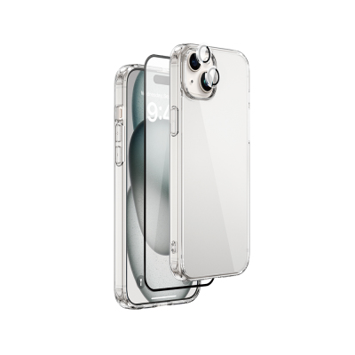 Apple iPhone 15 Plus Wiwu Wi-IP001 Kılıf Ekran Koruyucu Kamera Lensi 3in1 Koruma Seti - 1