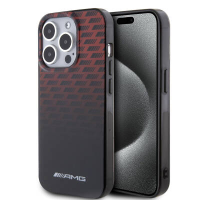 Apple iPhone 15 Pro Case AMG Original Licensed Double Layer Small Logo Square Stripe Pattern Cover - 1