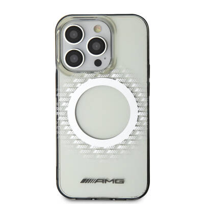 Apple iPhone 15 Pro Case AMG Original Licensed Magsafe Charging Feature Transparent Rhombuses Patterned Cover - 3