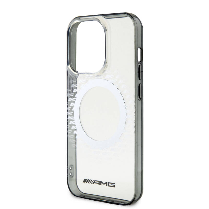 Apple iPhone 15 Pro Case AMG Original Licensed Magsafe Charging Feature Transparent Rhombuses Patterned Cover - 6