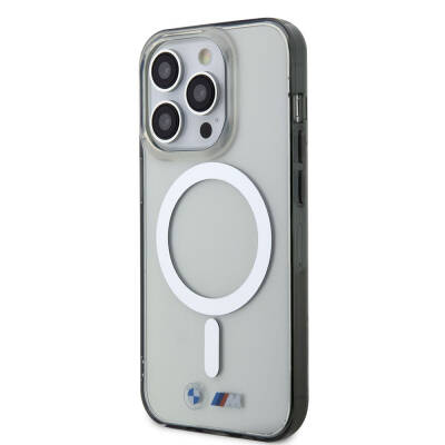 Apple iPhone 15 Pro Case BMW Magsafe Transparent Silver Ring Original Licensed Cover with Charging Feature - 2