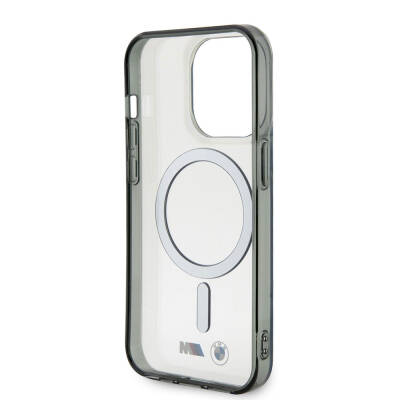 Apple iPhone 15 Pro Case BMW Magsafe Transparent Silver Ring Original Licensed Cover with Charging Feature - 6