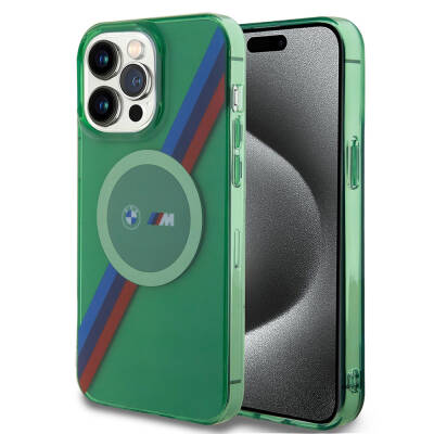 Apple iPhone 15 Pro Case BMW Magsafe Transparent Tricolor Stripes Original Licensed Cover with Charging Feature - 17