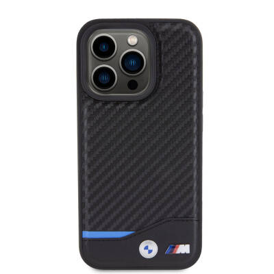 Apple iPhone 15 Pro Case BMW Original Licensed Magsafe Charging Feature M Logo PU Carbon Cover - 3