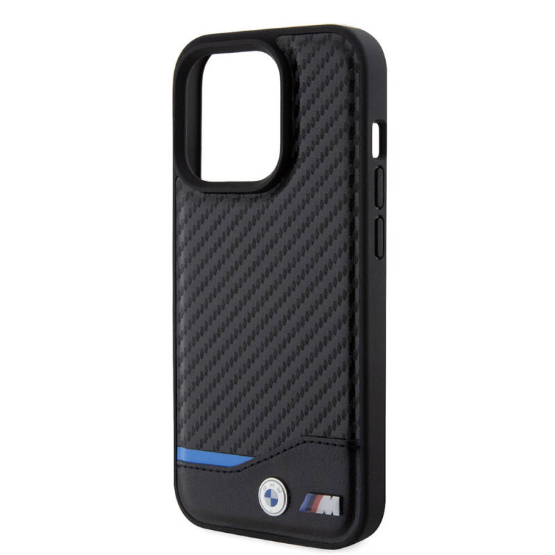 Apple iPhone 15 Pro Case BMW Original Licensed Magsafe Charging Feature M Logo PU Carbon Cover - 6