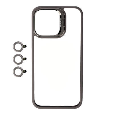 Apple iPhone 15 Pro Case Camera Lens Protection Zore Clone Lens Cover with Stand - 9