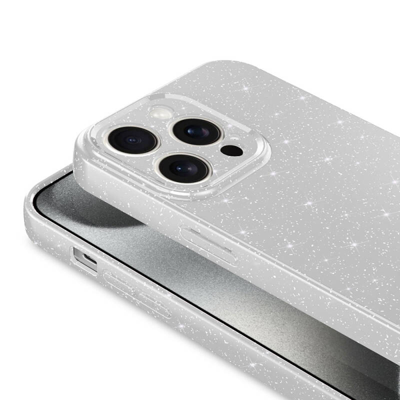 Apple iPhone 15 Pro Case Camera Protected Silvery Luxury Zore Cotton Cover - 13