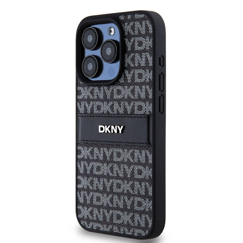 Apple iPhone 15 Pro Case DKNY Original Licensed 3D Written Repeat Texture Pattern Cover - 2