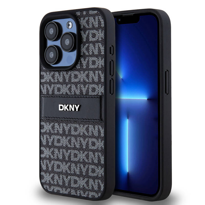 Apple iPhone 15 Pro Case DKNY Original Licensed 3D Written Repeat Texture Pattern Cover - 1