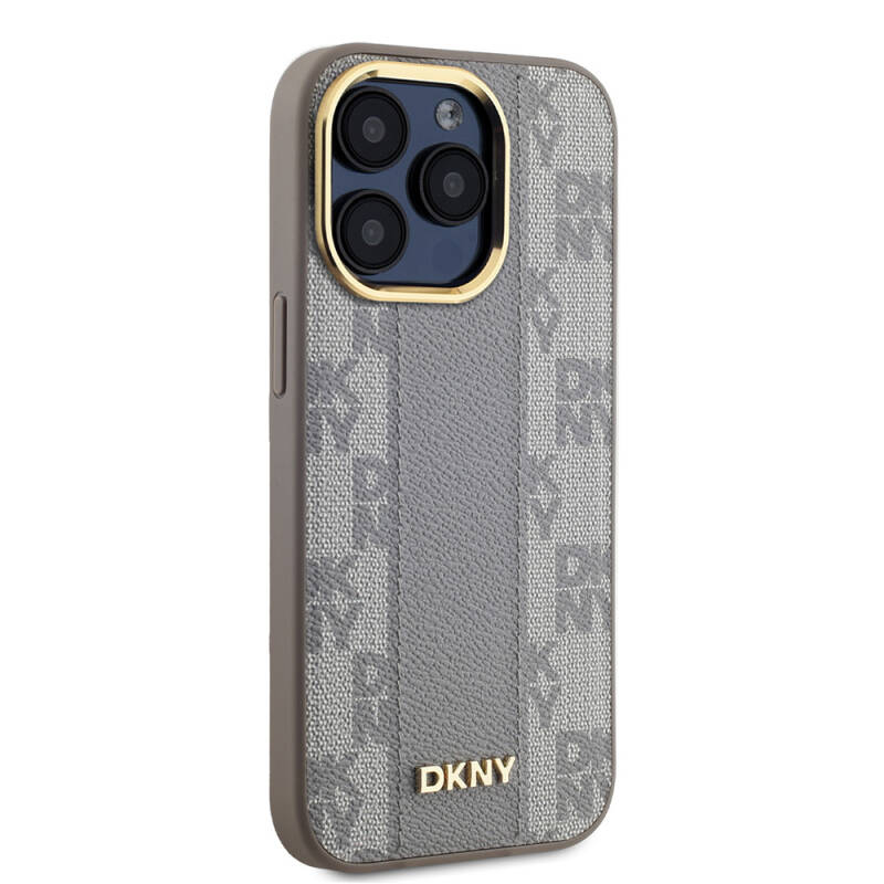 Apple iPhone 15 Pro Case DKNY Original Licensed MagSafe Charging Feature 3D Written Checkered Pattern Cover - 4