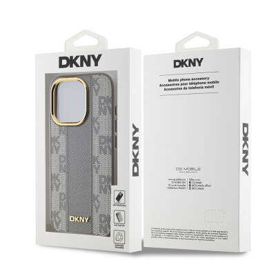 Apple iPhone 15 Pro Case DKNY Original Licensed MagSafe Charging Feature 3D Written Checkered Pattern Cover - 10