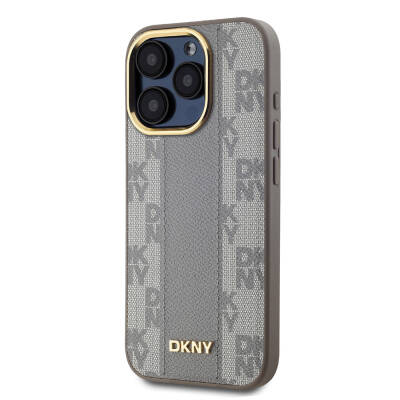 Apple iPhone 15 Pro Case DKNY Original Licensed MagSafe Charging Feature 3D Written Checkered Pattern Cover - 5