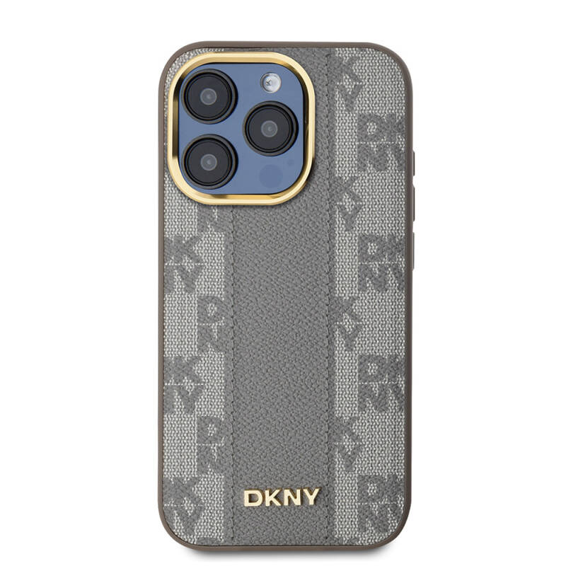 Apple iPhone 15 Pro Case DKNY Original Licensed MagSafe Charging Feature 3D Written Checkered Pattern Cover - 6